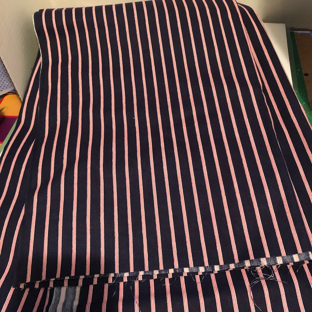 Vintage Striped dark blue and Pink fabric 44” by 100” , real nice fabric